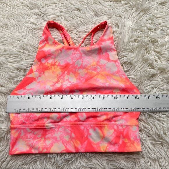 Lululemon Energy Bra High Neck Long Line Shibori Neon Orange Size 4 - Picture 5 of 6
